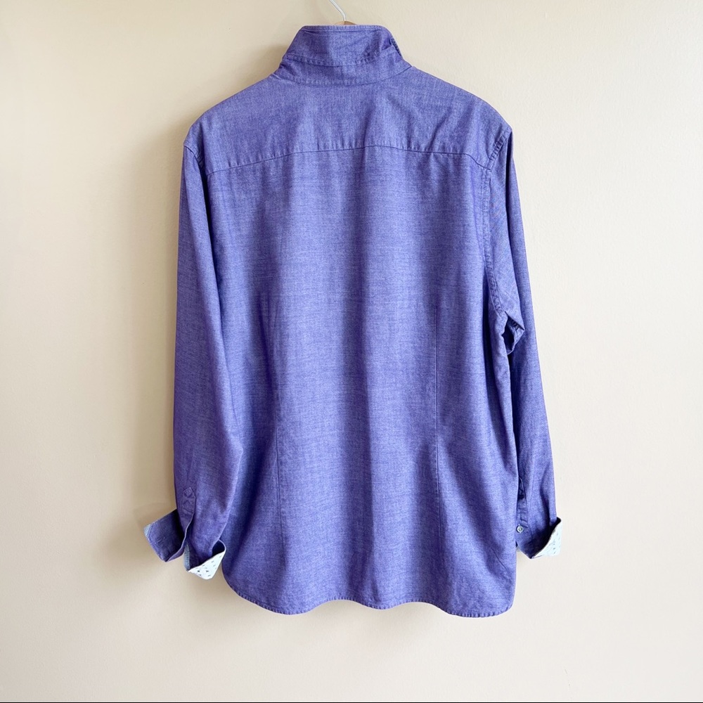 TED BAKER LONDON men’s purple dress shirt size XL flip cuff contrast 100% cotton - Picture 5 of 9